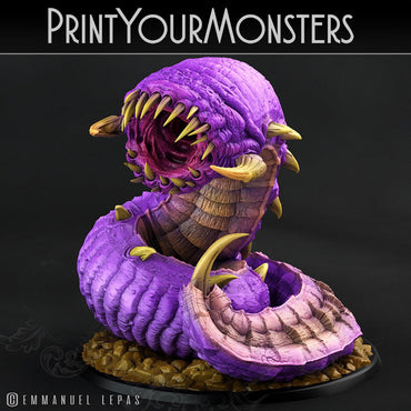 3D Printed Print Your Monsters Young Purple Worm Worms Subterranean Terrors 28mm - 32mm D&D Wargaming (Online Only)