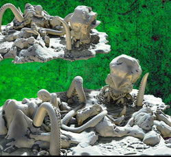3D Printed SAWANT3D Abandoned Base of Space Elves - Elf Fighting a Monster 28 32mm D&D (Online Only)