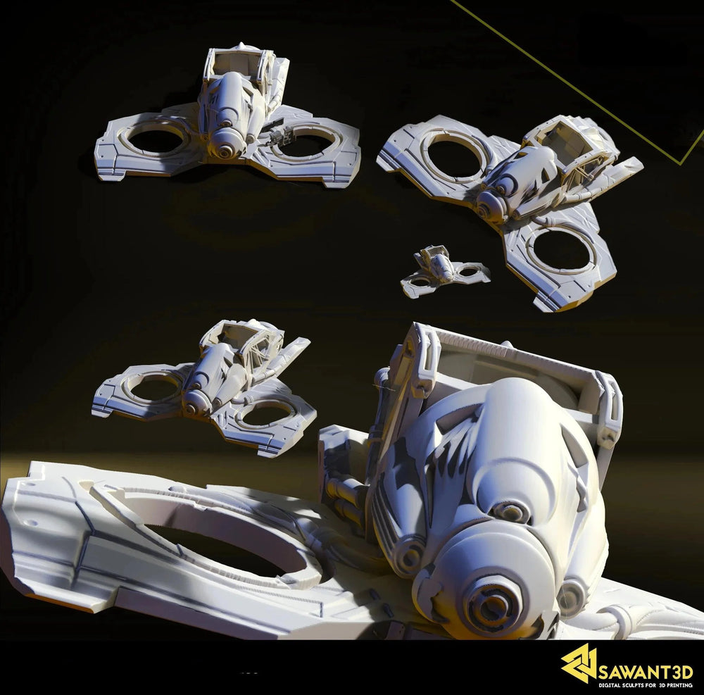 3D Printed SAWANT3D Space Speeder Spaceship 28 32mm Ragnarok d&d (Online Only)