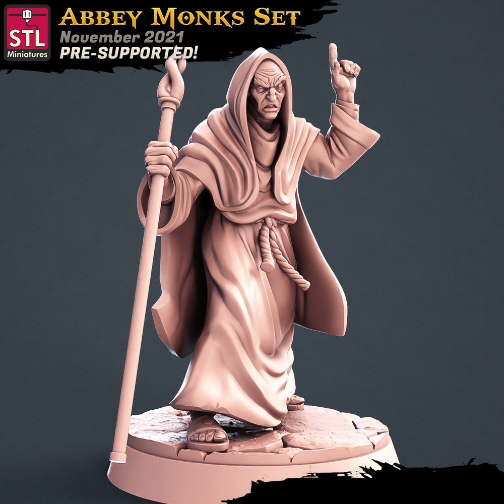 3D Printed STL Miniatures Abbey Monks Set 28 - 32mm War Gaming D&D (Online Only)