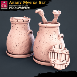 3D Printed STL Miniatures Abbey Monks Set 28 - 32mm War Gaming D&D (Online Only)