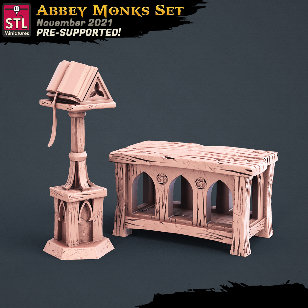 3D Printed STL Miniatures Abbey Monks Set 28 - 32mm War Gaming D&D (Online Only)