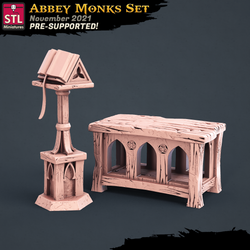 3D Printed STL Miniatures Abbey Monks Set 28 - 32mm War Gaming D&D (Online Only)
