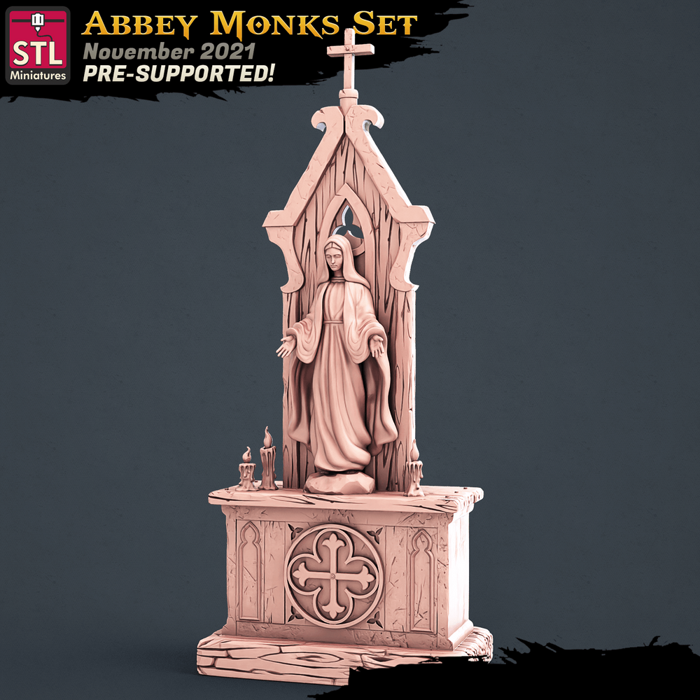 3D Printed STL Miniatures Abbey Monks Set 28 - 32mm War Gaming D&D (Online Only)