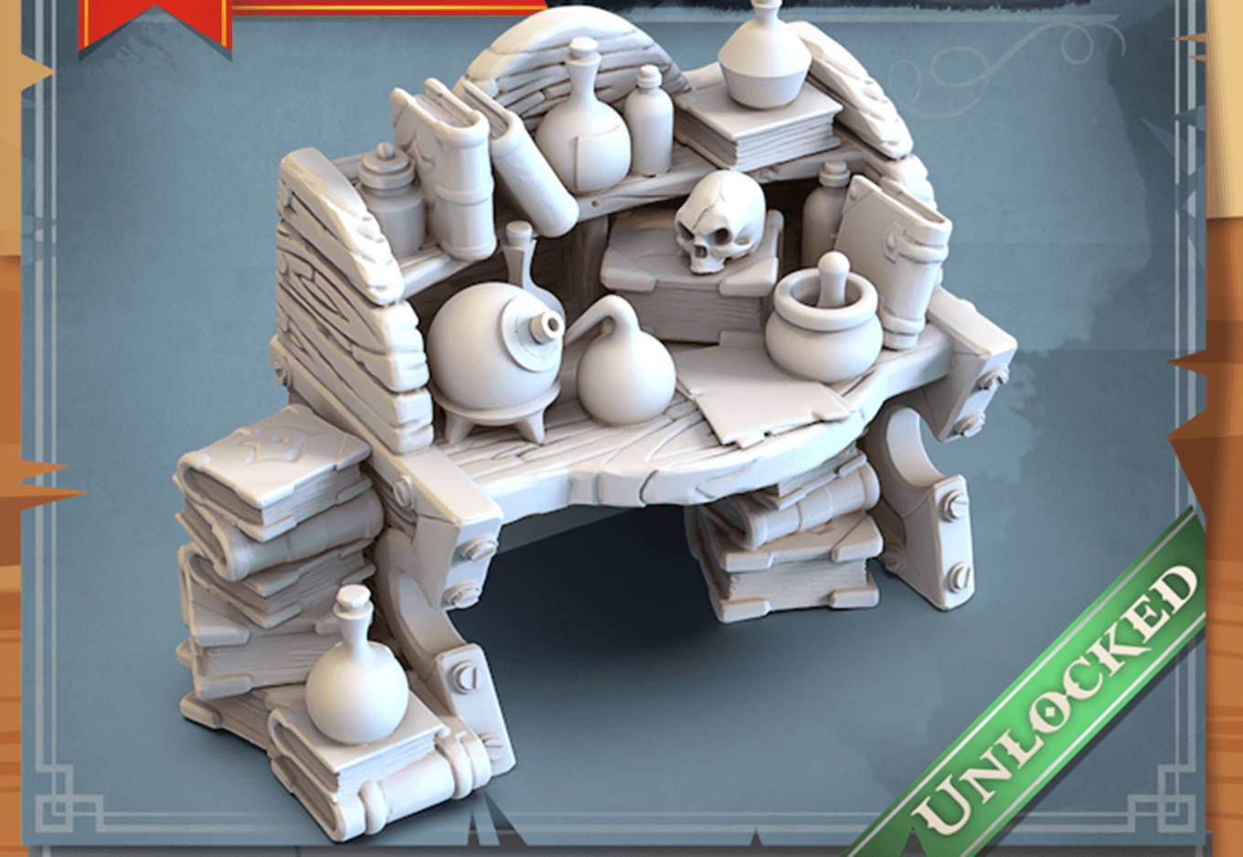 3D Printed STL Miniatures Alchemist Desk 28 - 32mm War Gaming D&D (Online Only)