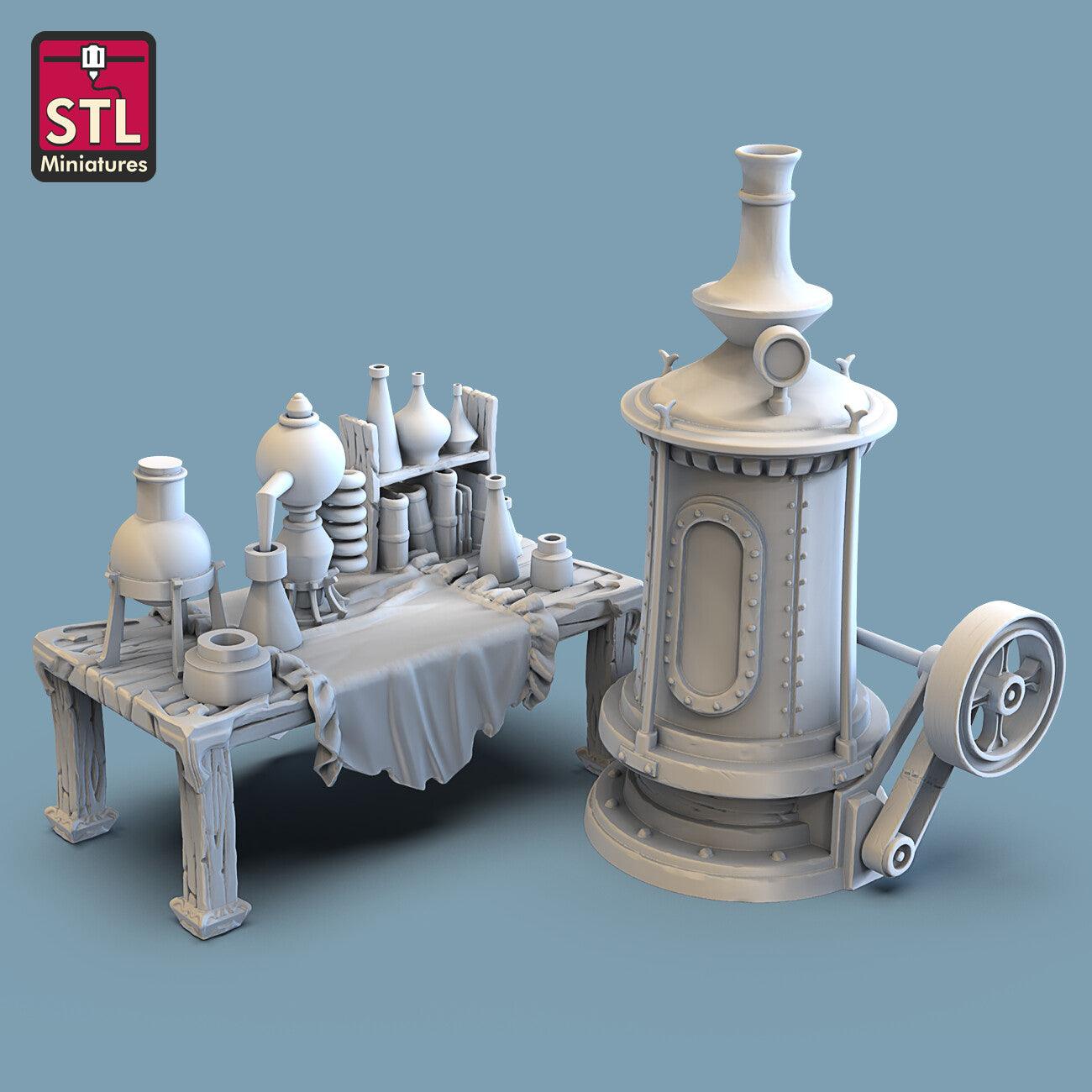 3D Printed STL Miniatures Alchemist Lab 28 - 32mm War Gaming D&D (Online Only)
