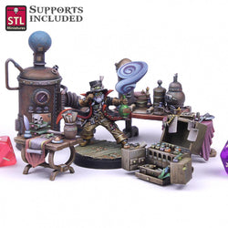 3D Printed STL Miniatures Alchemist Set  28mm - 32mm War Gaming D&D (Online Only)