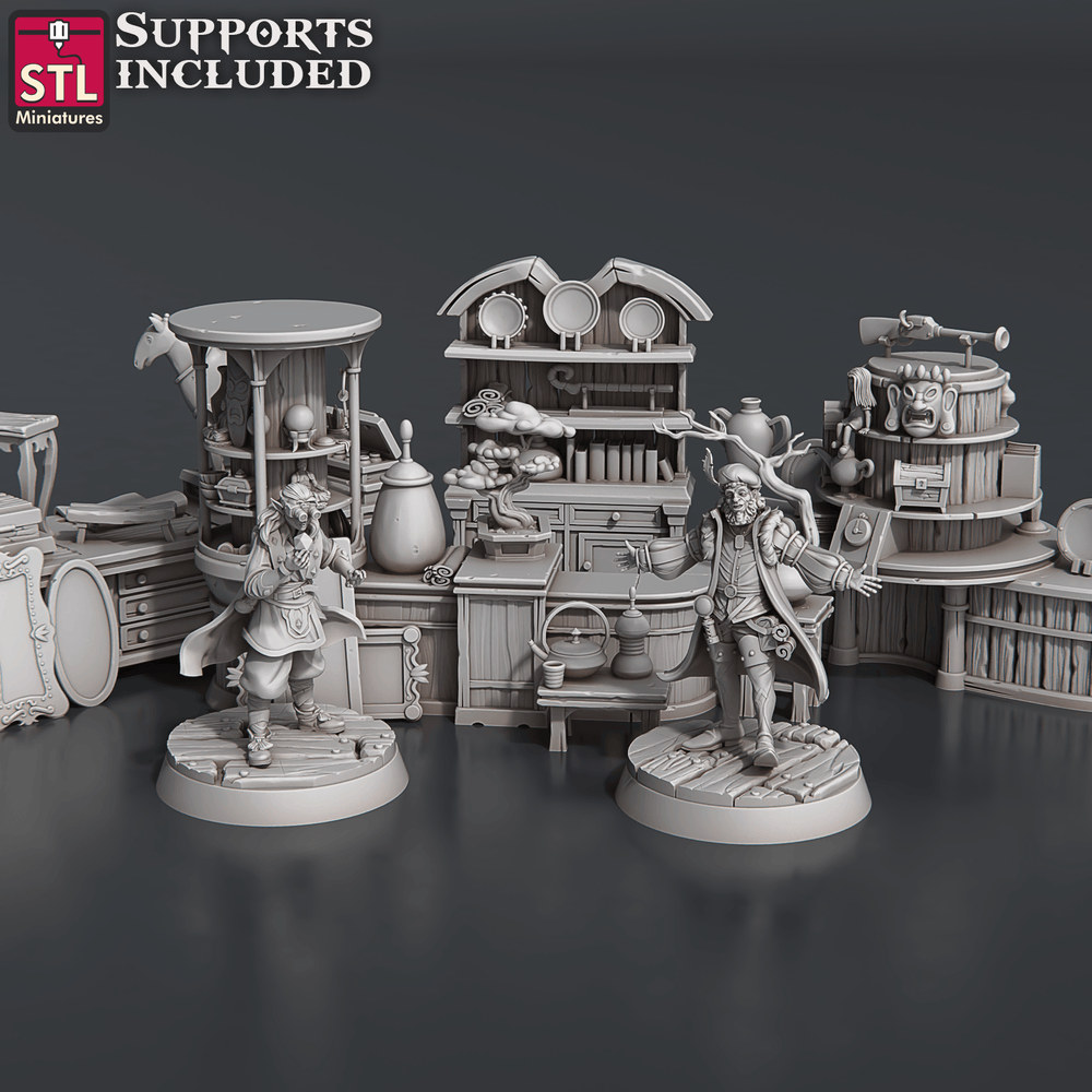 3D Printed STL Miniatures Antique Shop Set 28 - 32mm War Gaming D&D (Online Only)