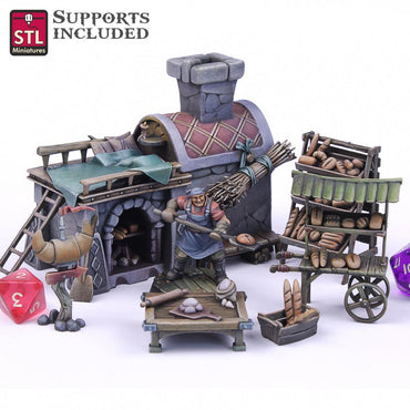 3D Printed STL Miniatures Baker Set 28mm - 32mm War Gaming D&D (Online Only)