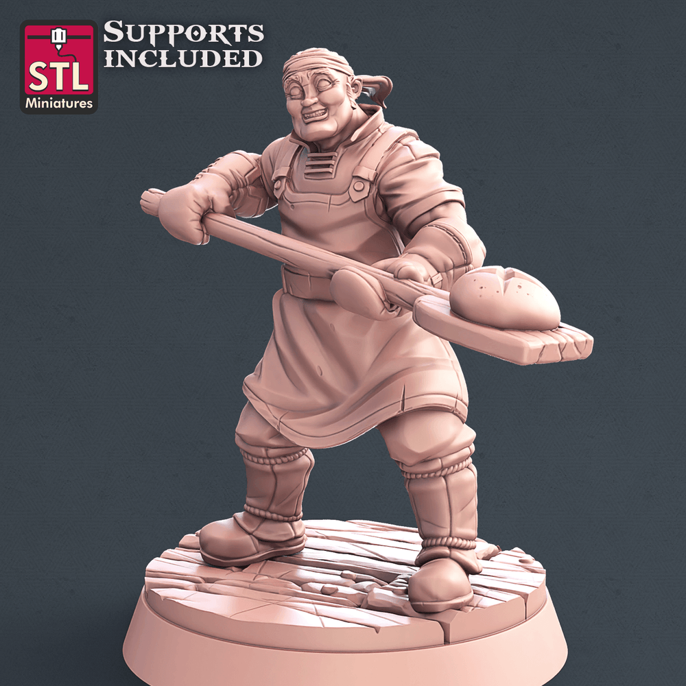 3D Printed STL Miniatures Baker Set 28mm - 32mm War Gaming D&D (Online Only)