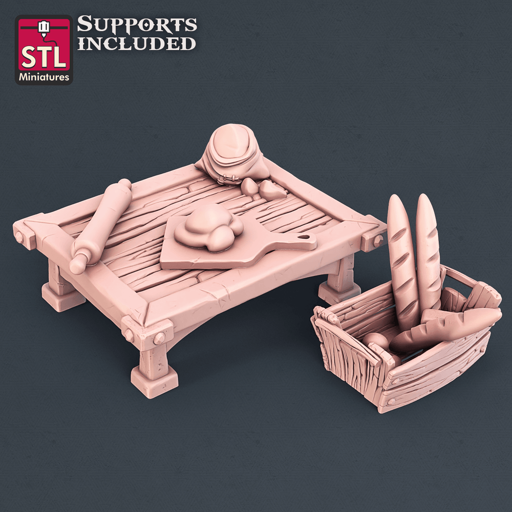 3D Printed STL Miniatures Baker Set 28mm - 32mm War Gaming D&D (Online Only)