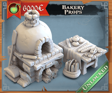 3D Printed STL Miniatures Bakery Props 28 - 32mm War Gaming D&D (Online Only)