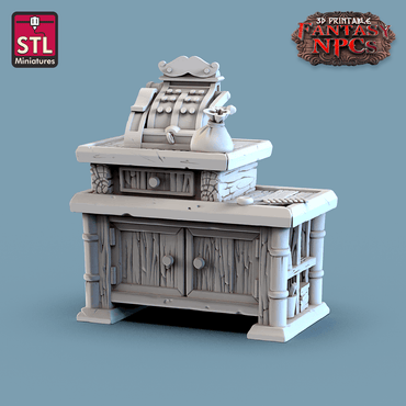 3D Printed STL Miniatures Barber Shop Set Fantasy NPC 28mm - 32mm War Gaming D&D (Online Only)