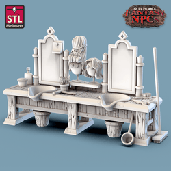 3D Printed STL Miniatures Barber Shop Set Fantasy NPC 28mm - 32mm War Gaming D&D (Online Only)