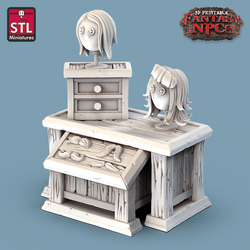 3D Printed STL Miniatures Barber Shop Set Fantasy NPC 28mm - 32mm War Gaming D&D (Online Only)