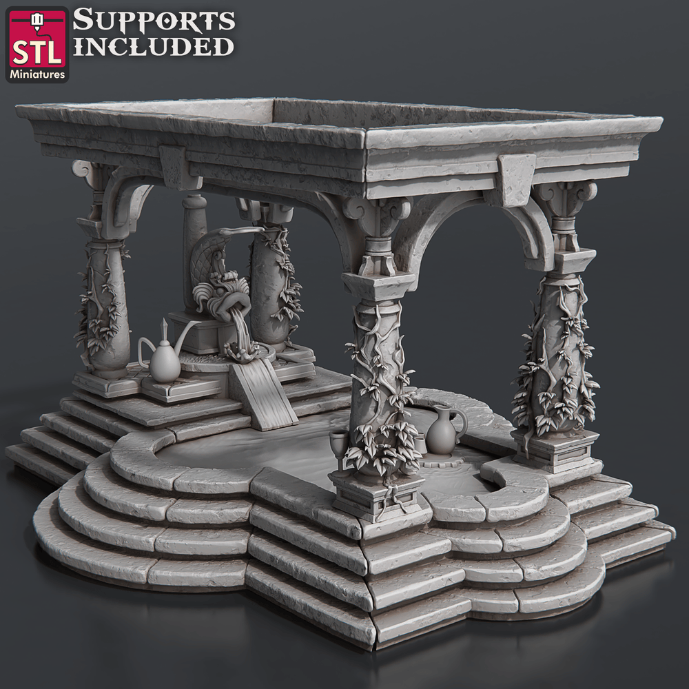 3D Printed STL Miniatures Bath House Set 28 - 32mm War Gaming D&D (Online Only)