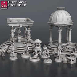 3D Printed STL Miniatures Bath House Set 28 - 32mm War Gaming D&D (Online Only)