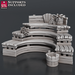 3D Printed STL Miniatures Bath House Set 28 - 32mm War Gaming D&D (Online Only)