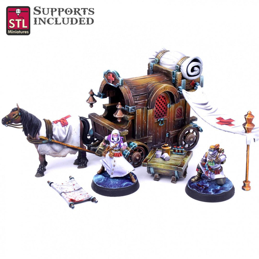 3D Printed STL Miniatures Battlefield Medic Set 28mm - 32mm War Gaming D&D (Online Only)