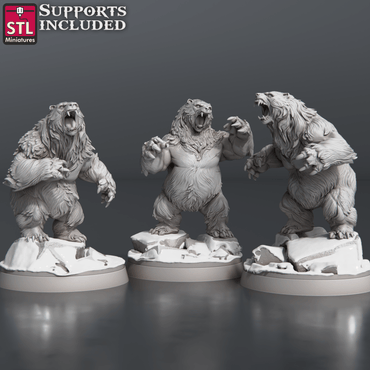 3D Printed STL Miniatures Bears Set 28 - 32mm War Gaming D&D (Online Only)