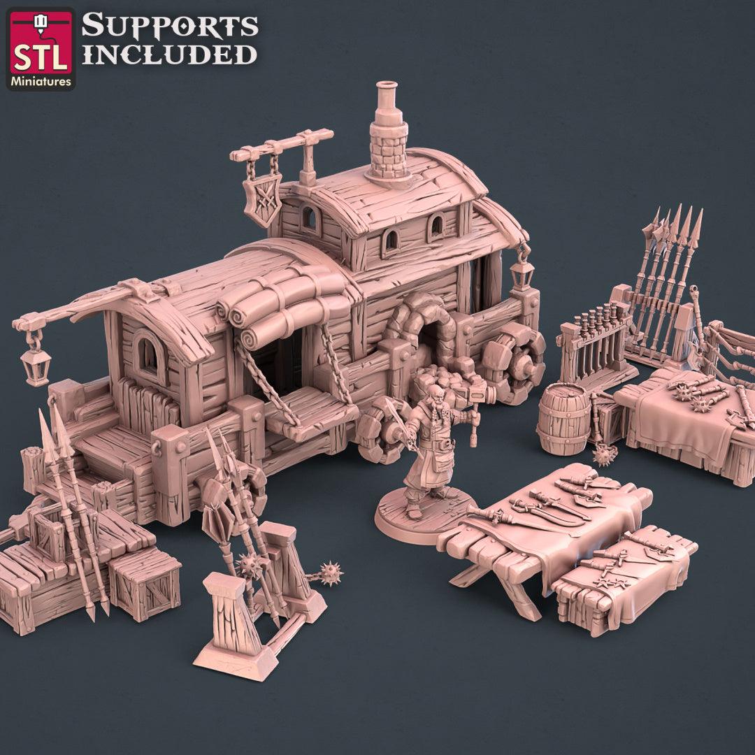 3D Printed STL Miniatures Blacksmith Weapon Store Set 28mm - 32mm War Gaming D&D (Online Only)