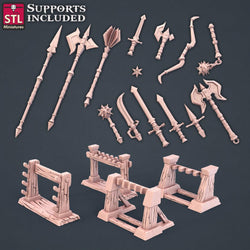 3D Printed STL Miniatures Blacksmith Weapon Store Set 28mm - 32mm War Gaming D&D (Online Only)