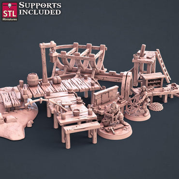 3D Printed STL Miniatures Boat Builder Set 28mm - 32mm War Gaming D&D (Online Only)