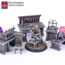 3D Printed STL Miniatures Bookbinder Set 28mm - 32mm War Gaming D&D (Online Only)