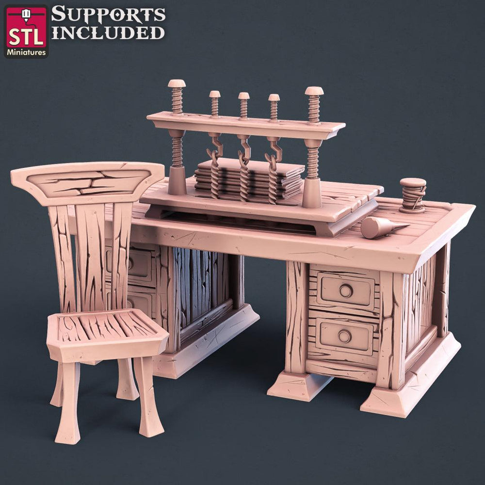3D Printed STL Miniatures Bookbinder Set 28mm - 32mm War Gaming D&D (Online Only)