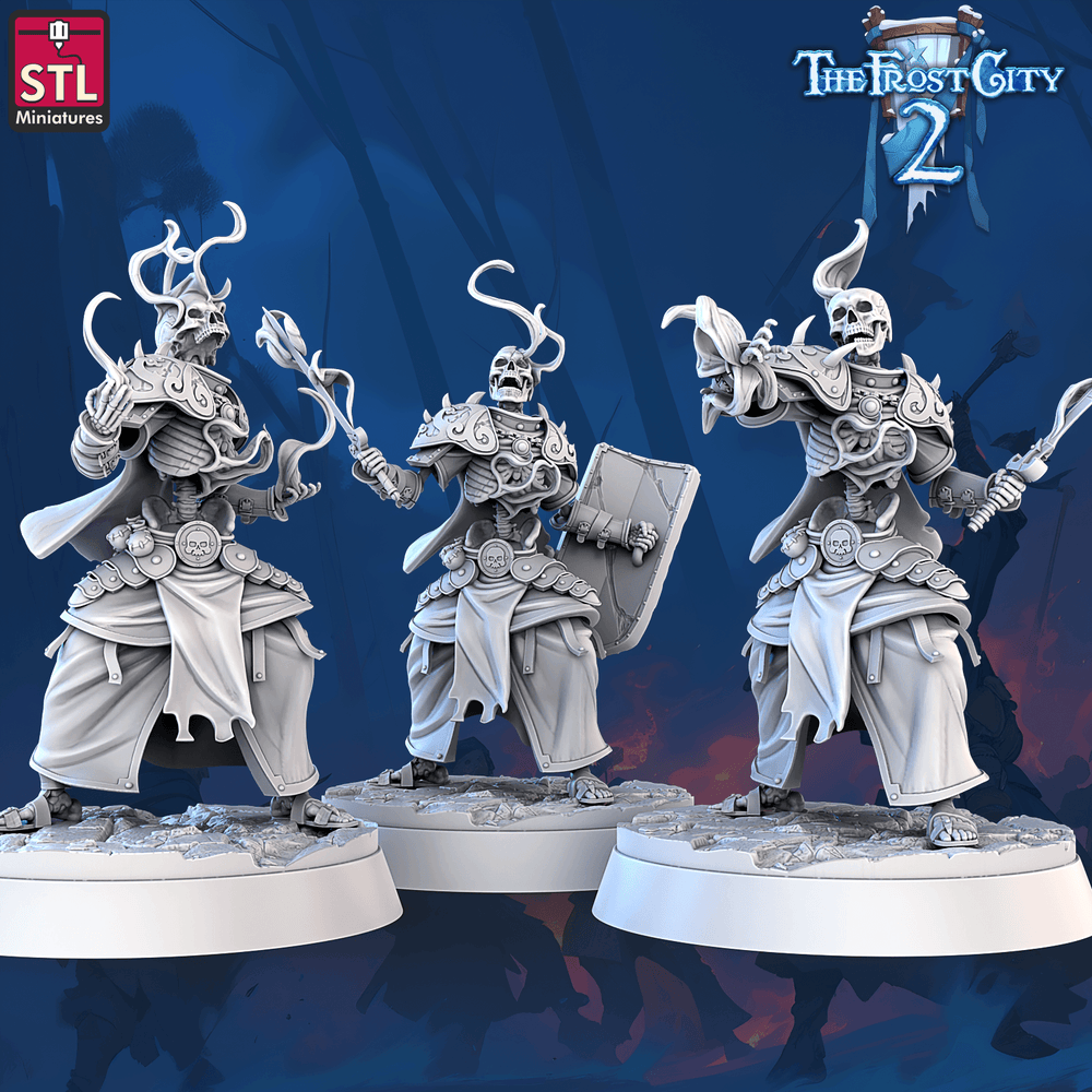 3D Printed STL Miniatures Burning Skeleton Set The Frost City 2 28 - 32mm War Gaming D&D (Online Only)