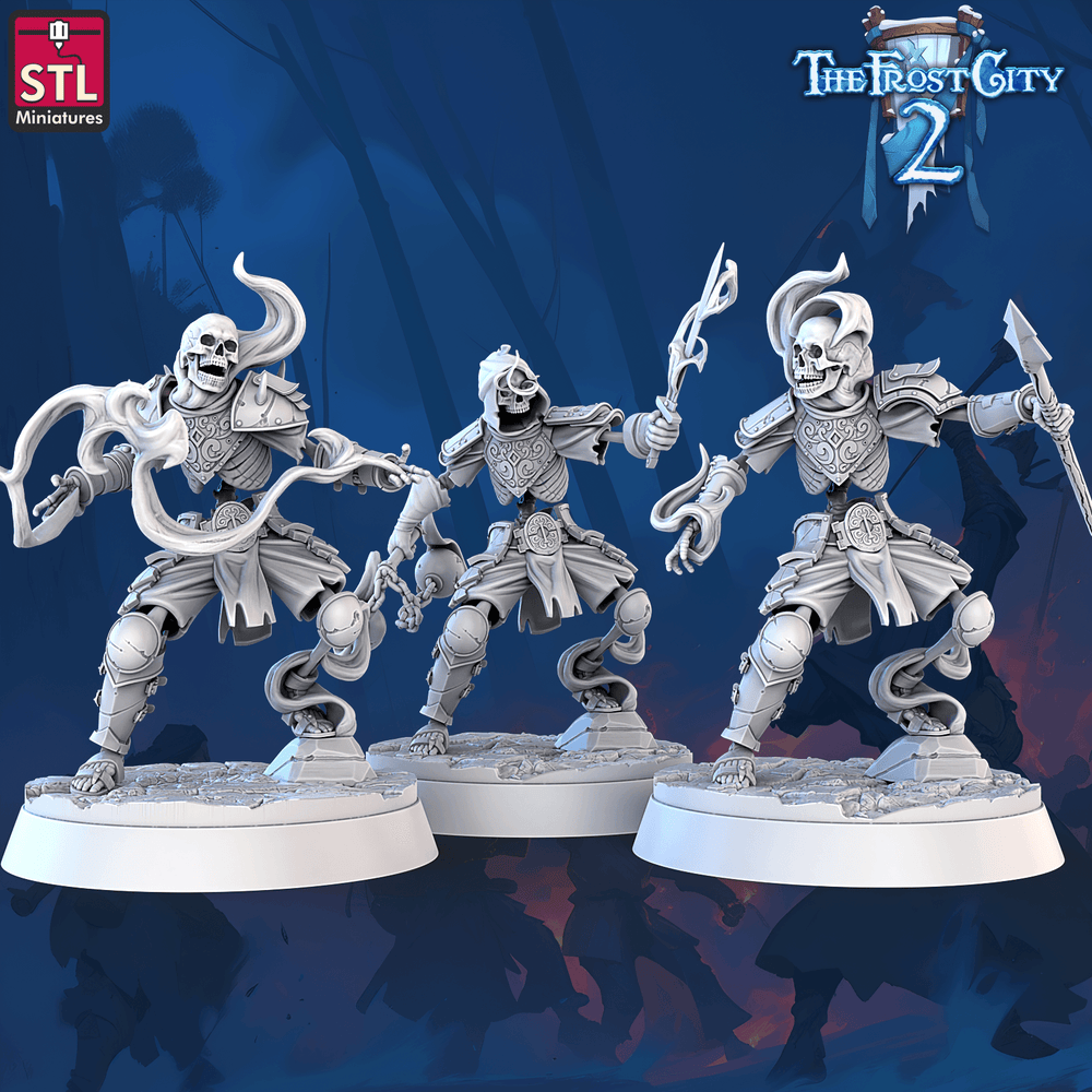 3D Printed STL Miniatures Burning Skeleton Set The Frost City 2 28 - 32mm War Gaming D&D (Online Only)