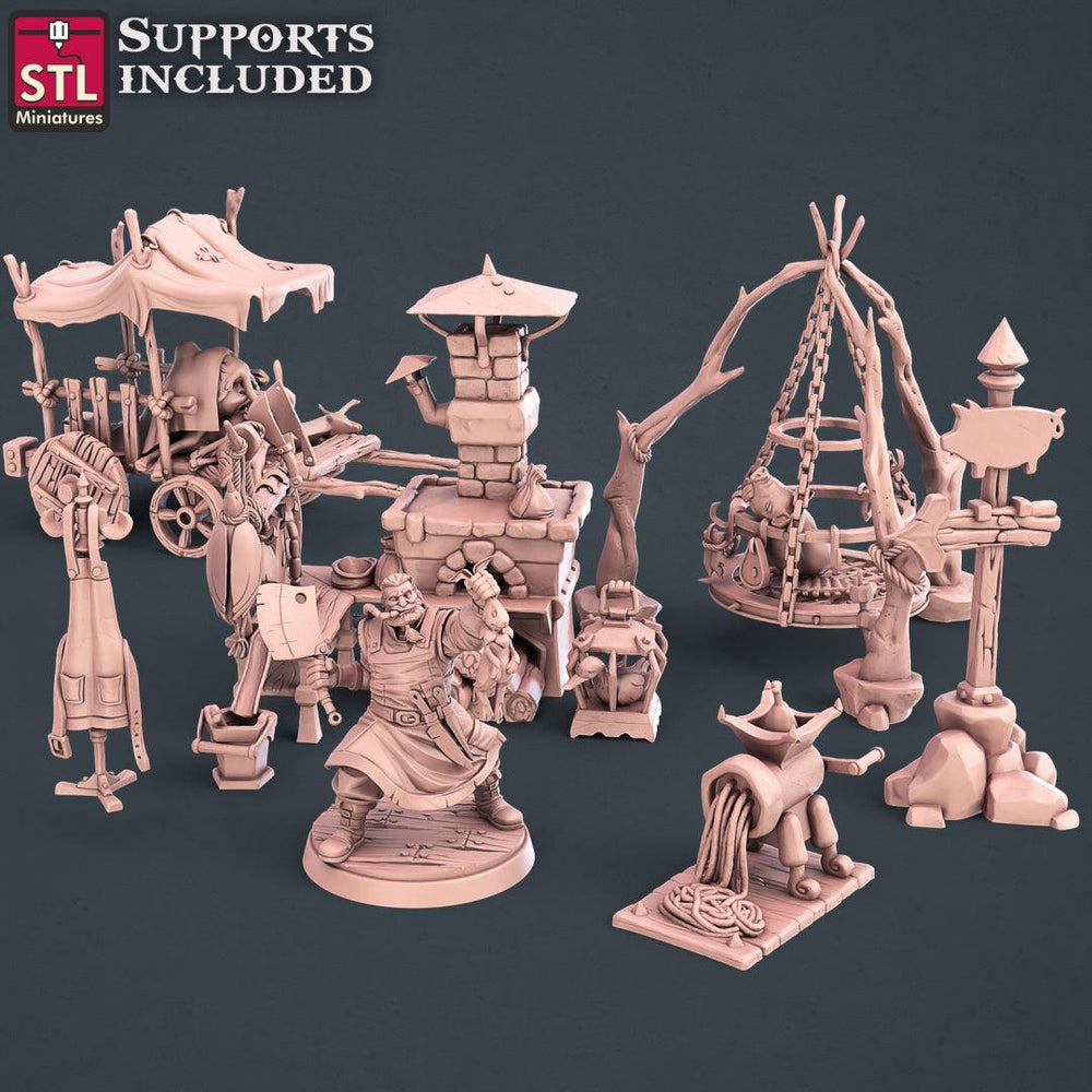 3D Printed STL Miniatures Butcher Set 28mm - 32mm War Gaming D&D (Online Only)