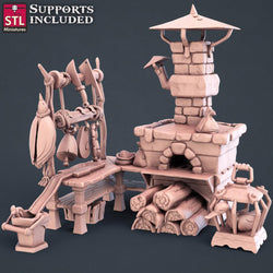 3D Printed STL Miniatures Butcher Set 28mm - 32mm War Gaming D&D (Online Only)