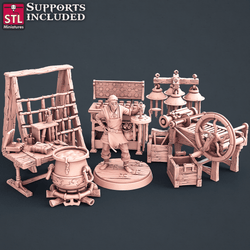 3D Printed STL Miniatures Candle Maker Set Fantasy NPC 2 | 28 - 32mm War Gaming D&D (Online Only)