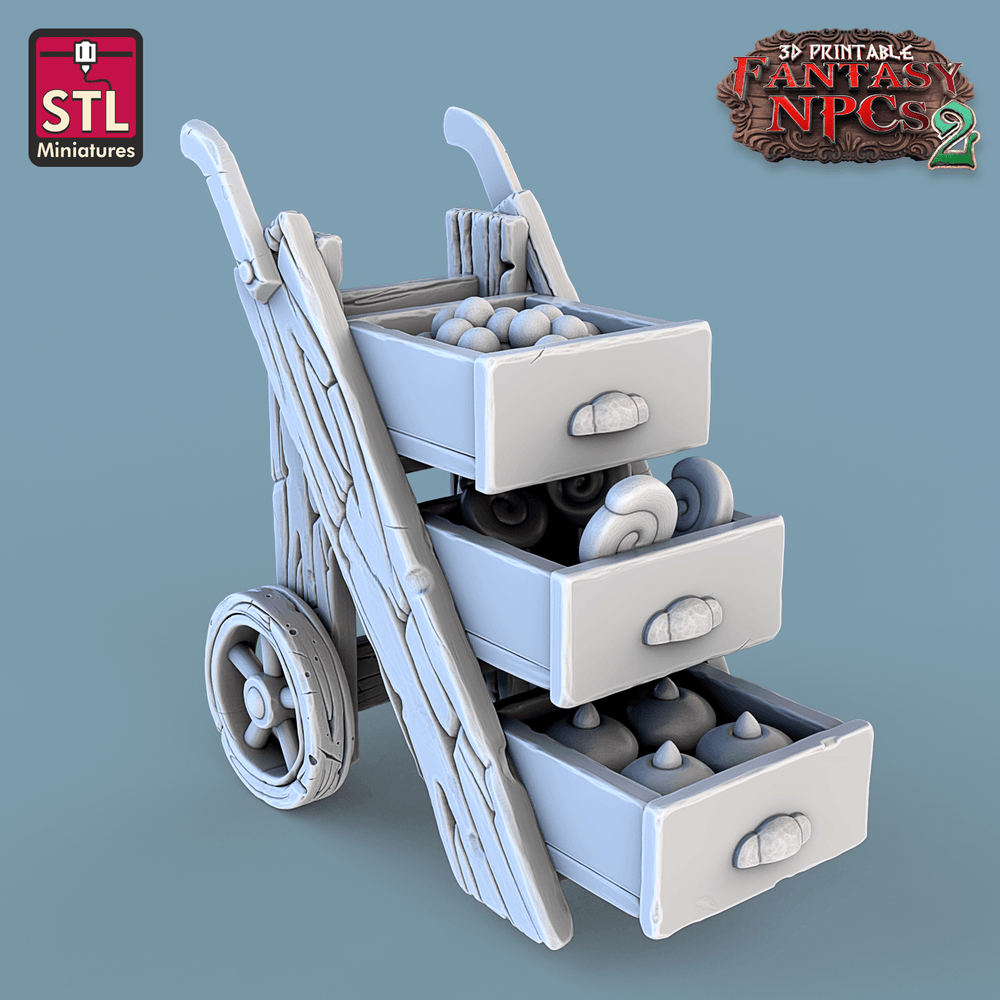 3D Printed STL Miniatures Candy Seller Set Fantasy NPC 2 | 28 - 32mm War Gaming D&D (Online Only)