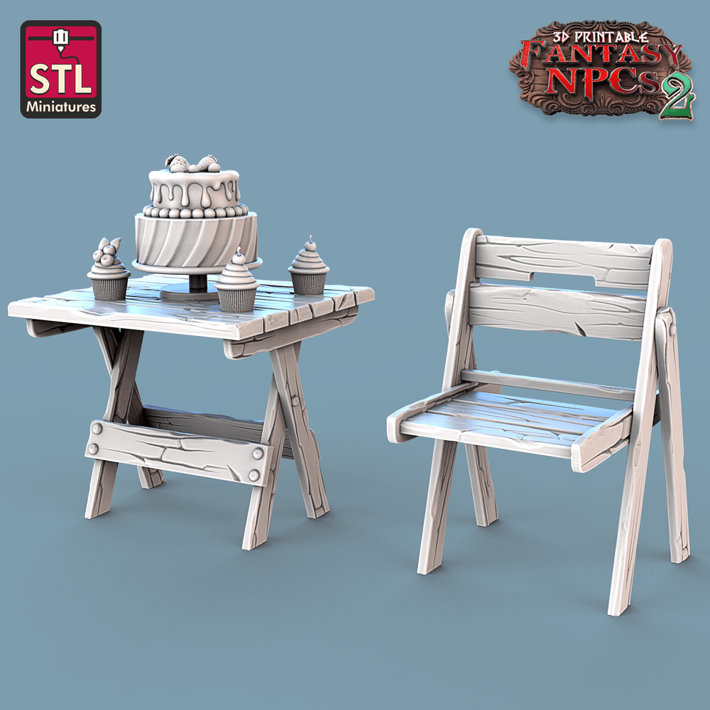 3D Printed STL Miniatures Candy Seller Set Fantasy NPC 2 | 28 - 32mm War Gaming D&D (Online Only)