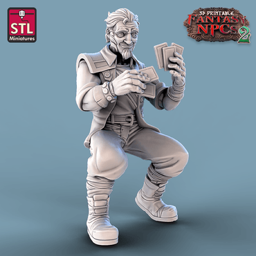 3D Printed STL Miniatures Card Players Set Fantasy NPC 2 | 28 - 32mm War Gaming D&D (Online Only)
