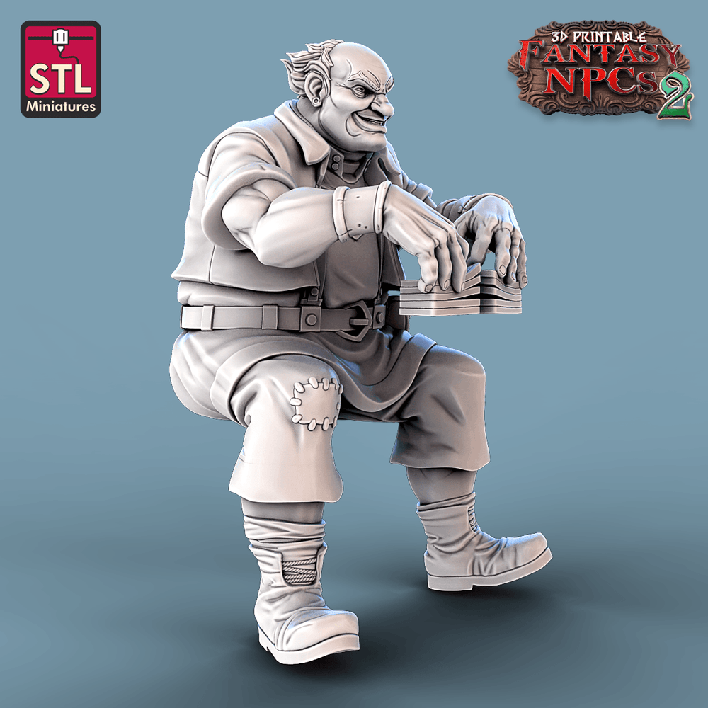 3D Printed STL Miniatures Card Players Set Fantasy NPC 2 | 28 - 32mm War Gaming D&D (Online Only)