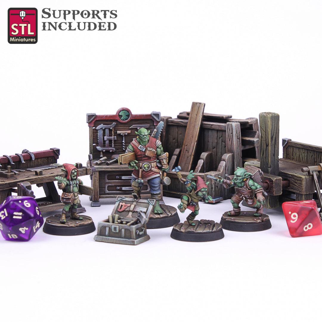 3D Printed STL Miniatures Carpenter Set 28mm - 32mm War Gaming D&D (Online Only)