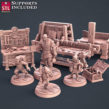 3D Printed STL Miniatures Carpenter Set 28mm - 32mm War Gaming D&D (Online Only)