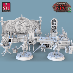 3D Printed STL Miniatures Cartographers Set Fantasy NPC 2 | 28 - 32mm War Gaming D&D (Online Only)