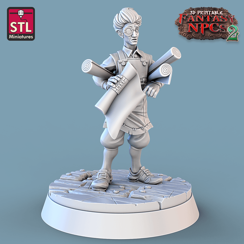 3D Printed STL Miniatures Cartographers Set Fantasy NPC 2 | 28 - 32mm War Gaming D&D (Online Only)