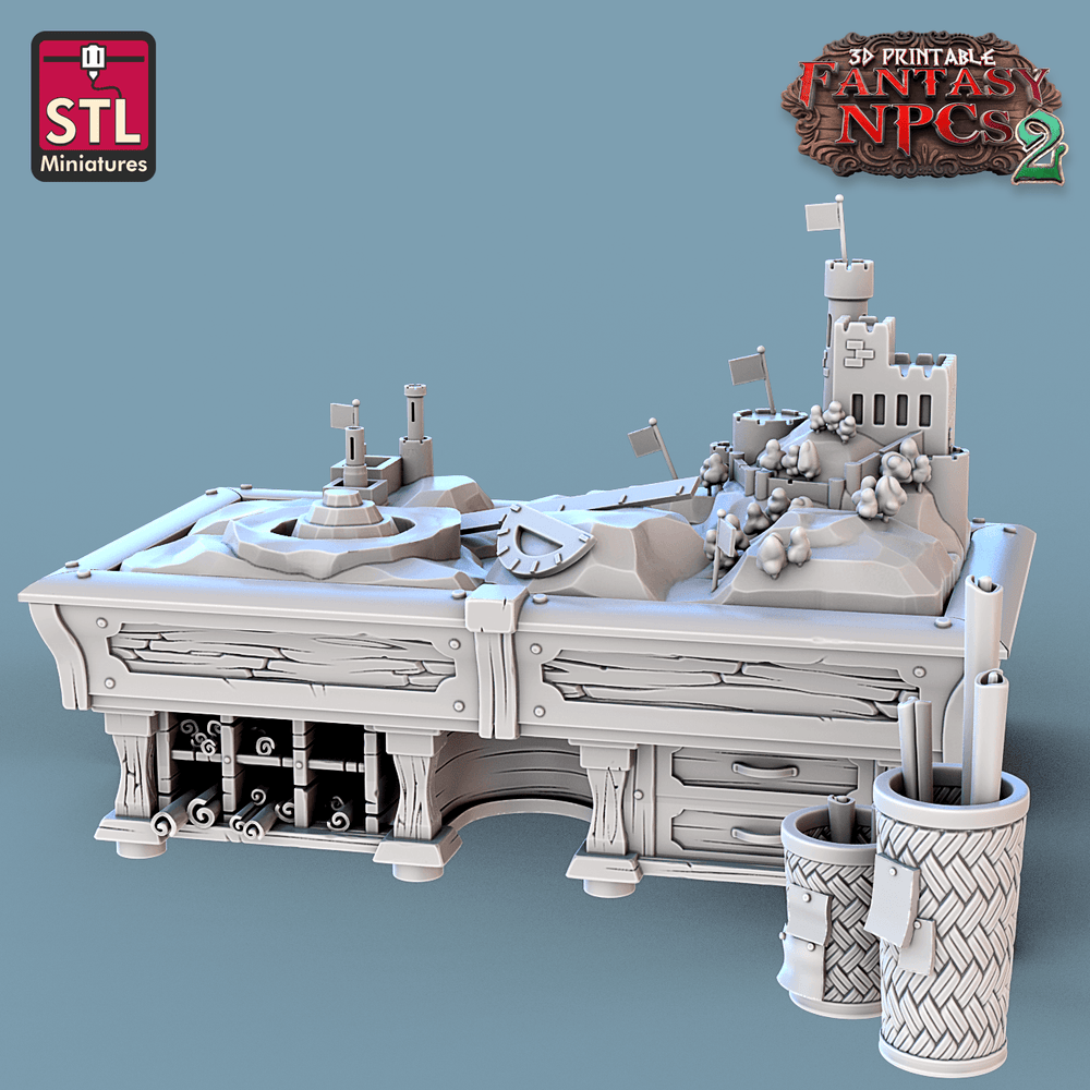 3D Printed STL Miniatures Cartographers Set Fantasy NPC 2 | 28 - 32mm War Gaming D&D (Online Only)