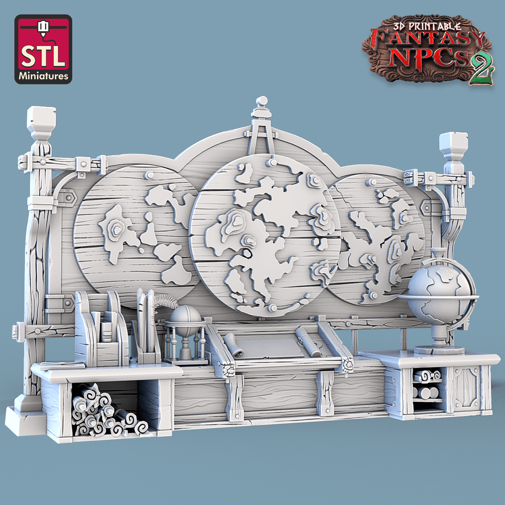 3D Printed STL Miniatures Cartographers Set Fantasy NPC 2 | 28 - 32mm War Gaming D&D (Online Only)
