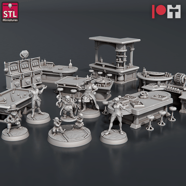 3D Printed STL Miniatures Casino 28 - 32mm War Gaming D&D (Online Only)