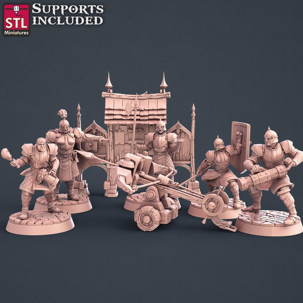 3D Printed STL Miniatures City Guards Set Fantasy NPC 2 | 28 - 32mm War Gaming D&D (Online Only)