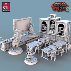 3D Printed STL Miniatures Classroom Set Fantasy NPC 2 | 28 - 32mm War Gaming D&D (Online Only)