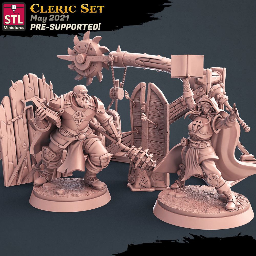 3D Printed STL Miniatures Cleric Set 28 - 32mm War Gaming D&D (Online Only)