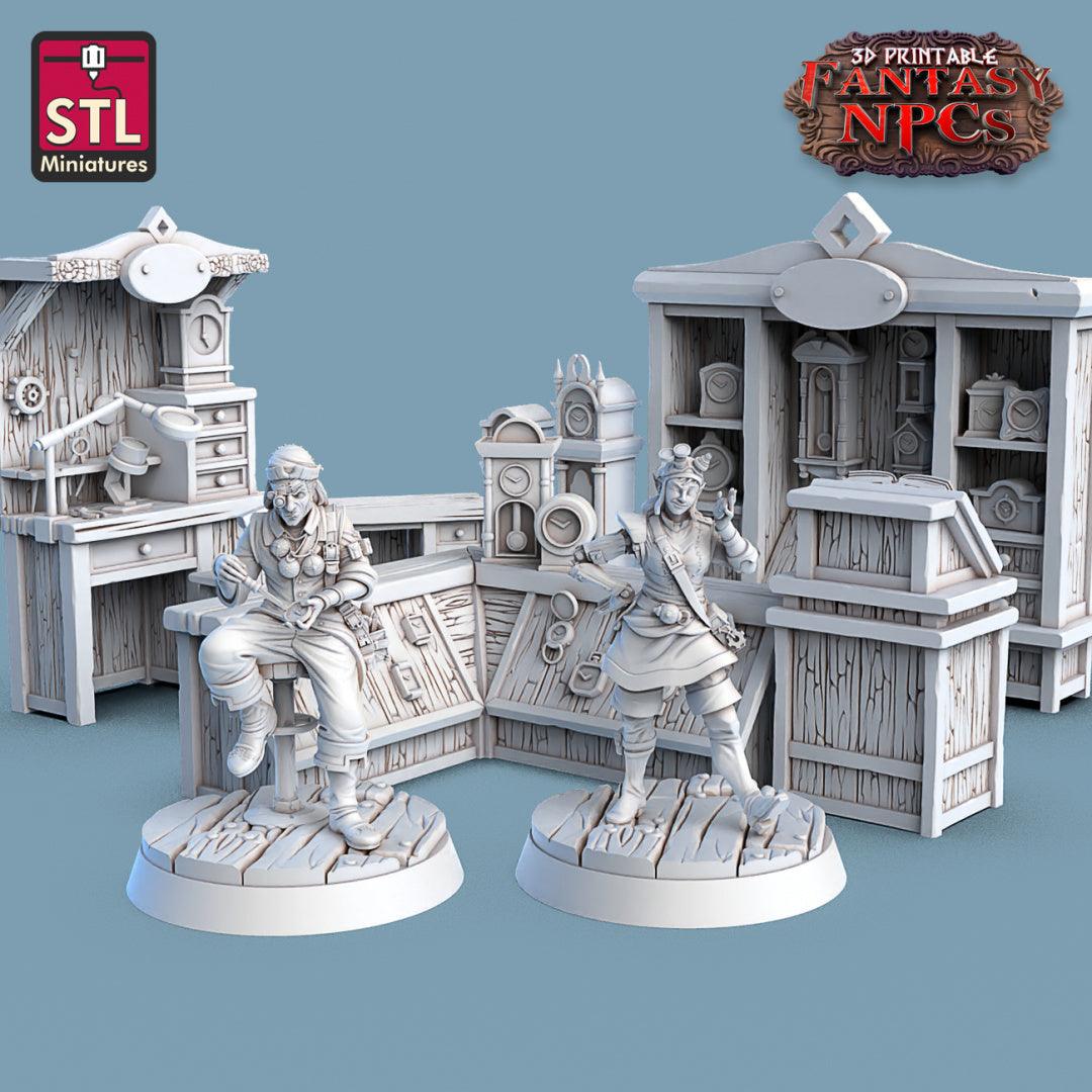 3D Printed STL Miniatures Clockworkers Set Fantasy NPC 28mm - 32mm War Gaming D&D (Online Only)