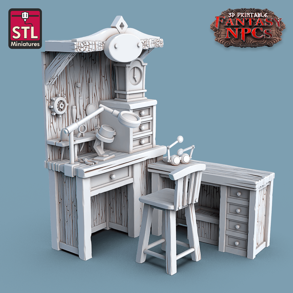 3D Printed STL Miniatures Clockworkers Set Fantasy NPC 28mm - 32mm War Gaming D&D (Online Only)